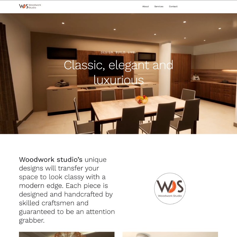 A visually appealing website design for a woodwork studio, showcasing intricate wood designs and a user-friendly interface.